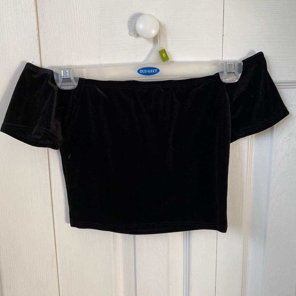 Velvet off the shoulder crop top